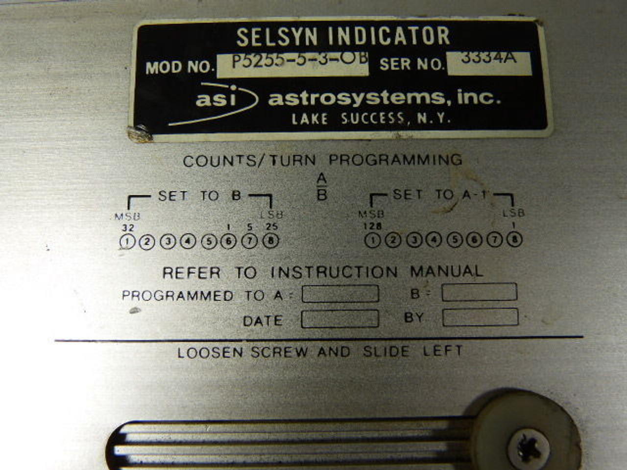 ASI Astrosystems P5255-5-3-0B Selsyn Indicator USED