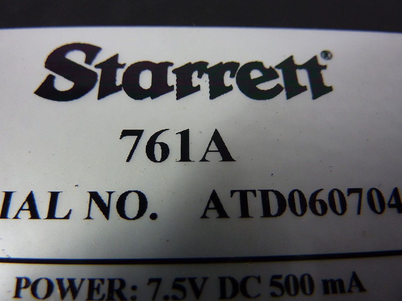 Starrett 761A Data Collector System ATD06070412 500mA 7.5VDC USED