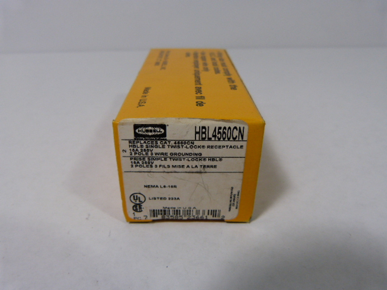 Hubbell HBL4560CN Twist Lock Receptacle 15A 250V 3-Wire 2-Pole NEW