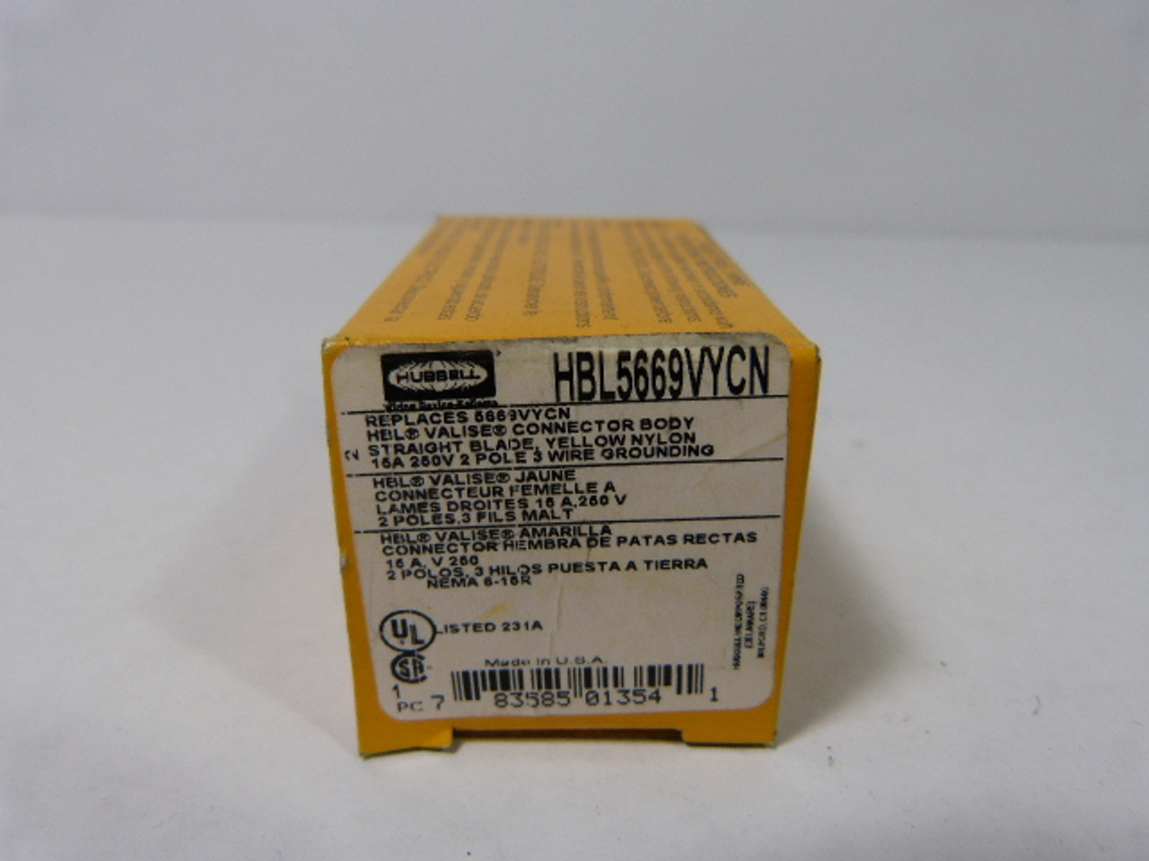 Hubbell HBL5669VYCN Connector 15A 250V 3-Wire 2-Pole NEW