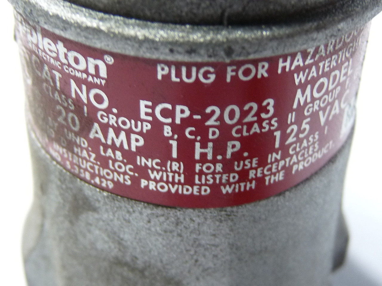 Appleton ECP-2023 Straight Blade Plug 20A 125V 3Wire 2Pole USED