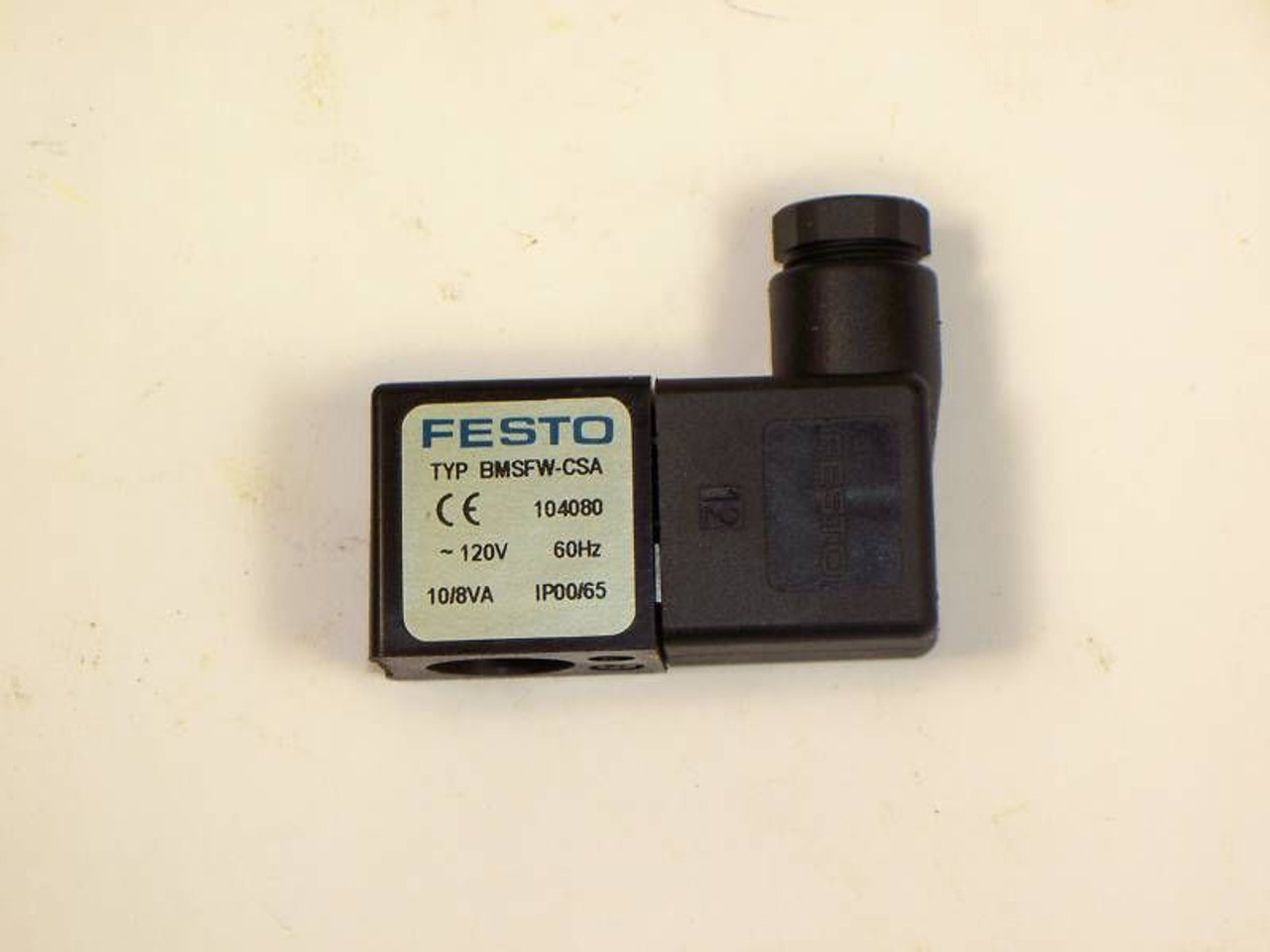 FESTO 104080 BMSFW-CSA Solenoid Valve Coil W/ Connector USED