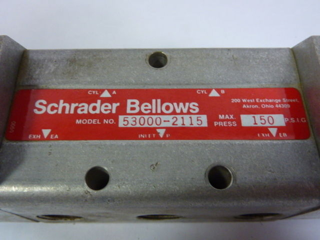 Schrader Bellows 53000-2115 Solenoid Valve 110/120V 50/60HZ 3/8Inch 150Psi USED