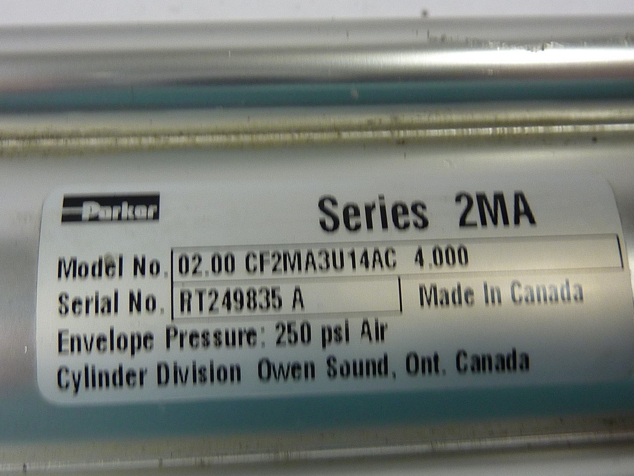 Parker 02.00 CF2MA3U14AC 4.00 Pneumatic Air Cylinder 250psi USED