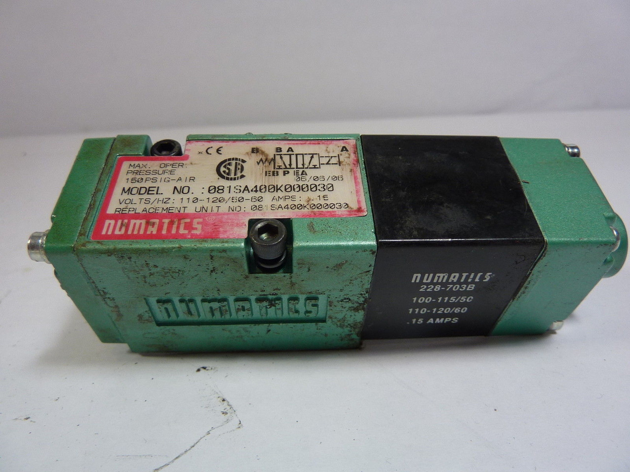 Numatics 081SA400K000030 Single Direct Solenoid Valve *NO BASE * ! AS IS !