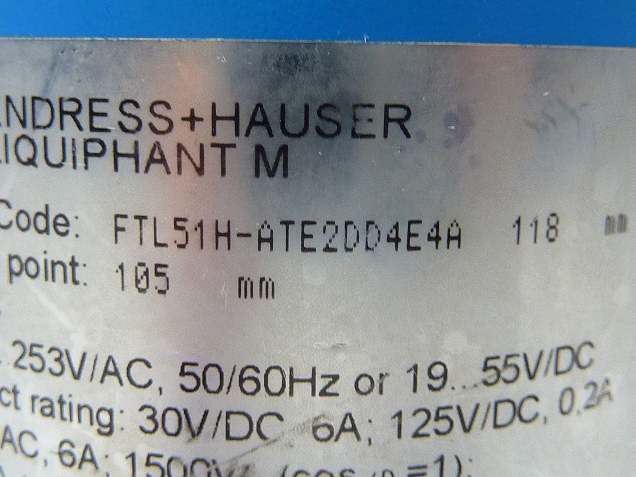 Endress Hauser FTL51H-ATE2DD4E4A Liquid Level Sensor Limit Switch 253VAC USED