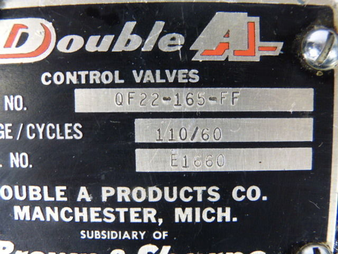 Double A QF22-165-FF Control Valve USED