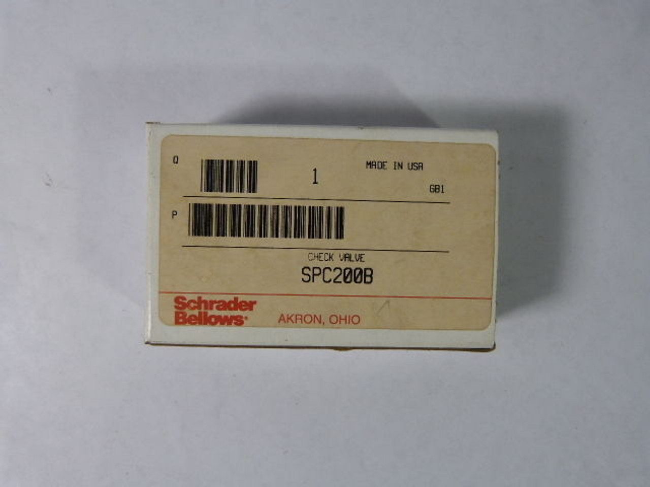 Schrader Bellows SPC200B Check Valve ! NEW !