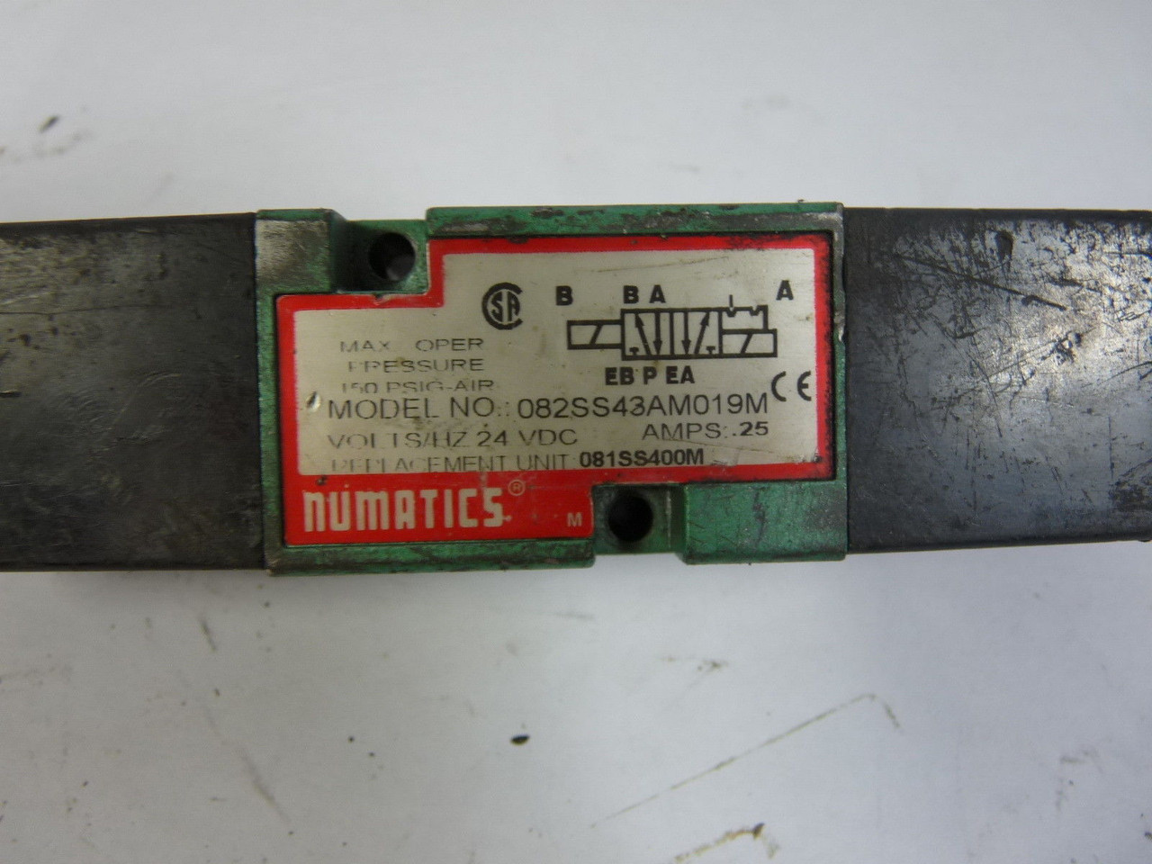 Numatics 082SS43AM019M Double Solenoid Valve 25AMP 24VDC USED