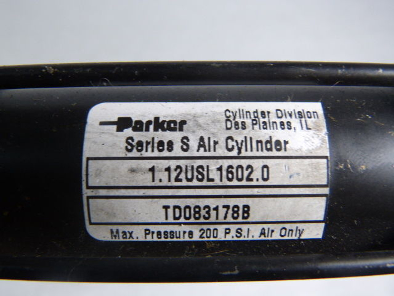 Parker 1.12USL1602.0 Series S Air Cylinder 200 PSI USED