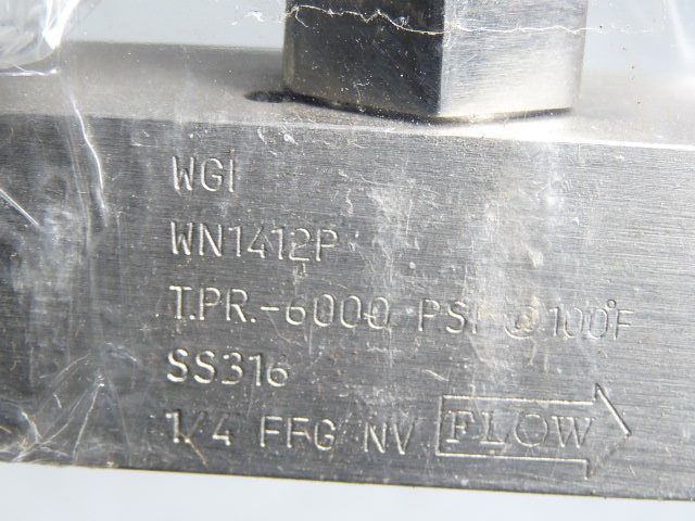 WGI WN1412P Needle Valve TPR-6000PSI 3PST 1/4" ! NEW !