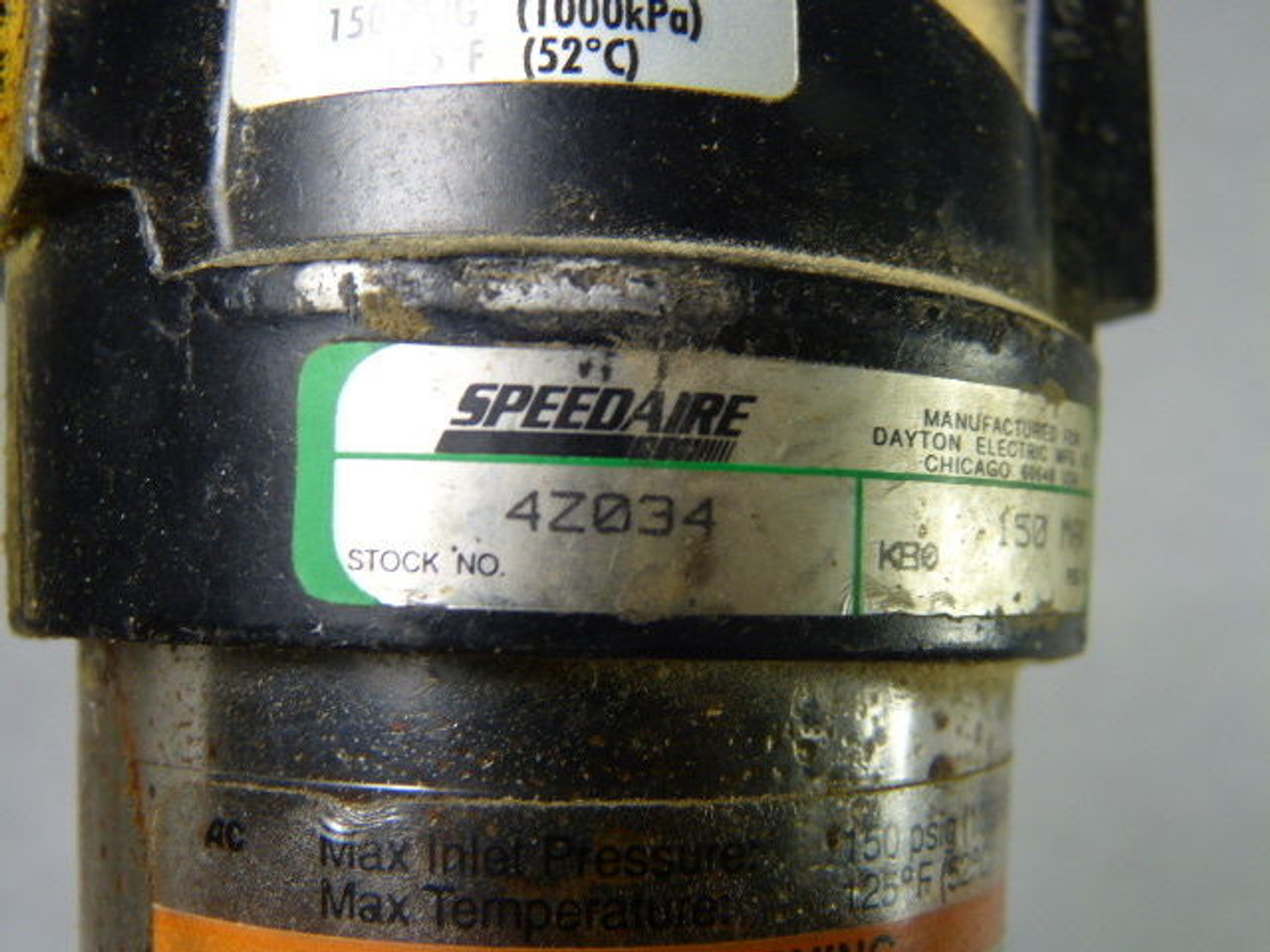 Speedaire 4Z034 Air Line Filter 150 PSIG USED