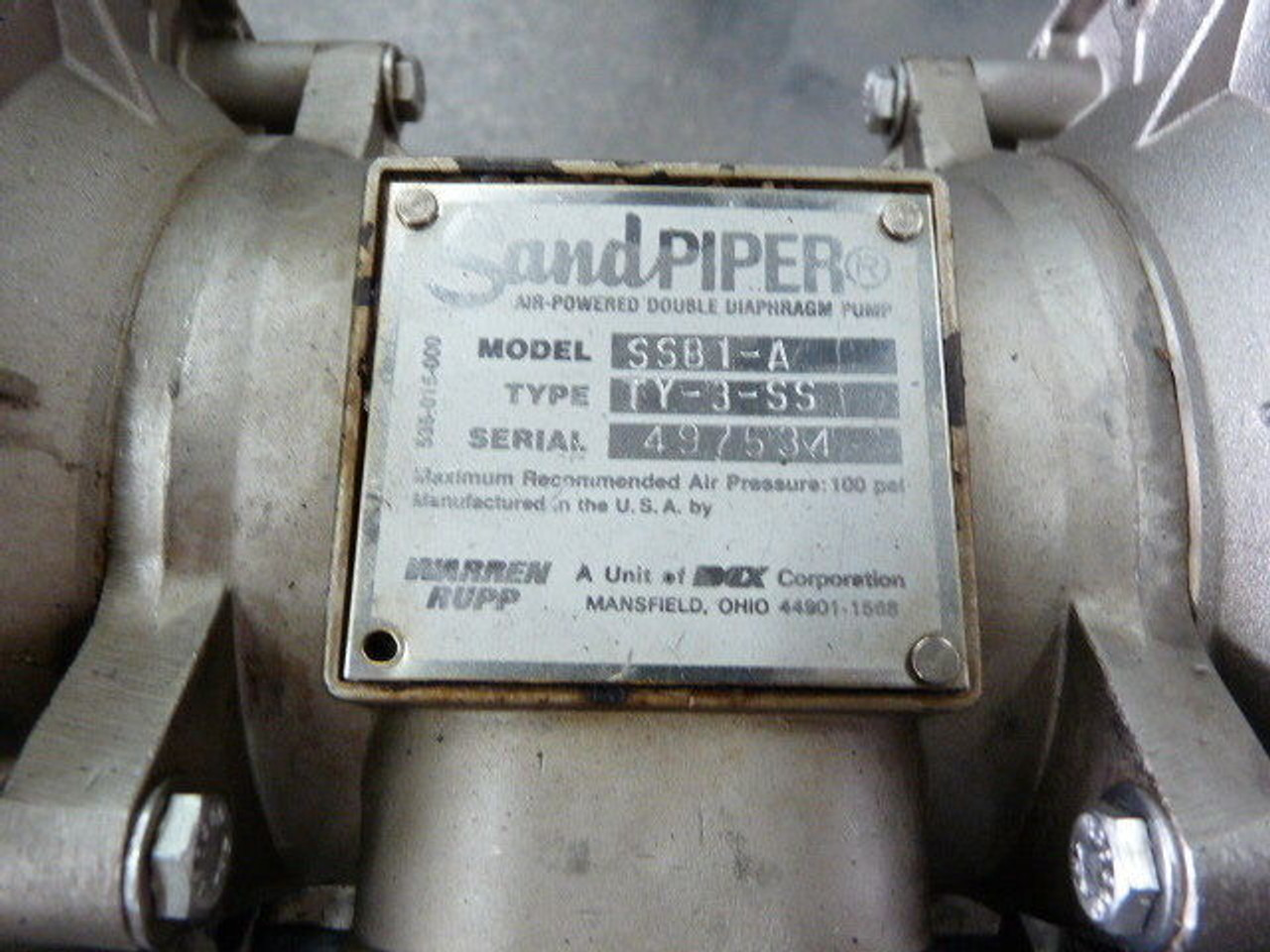 Warren Rupp SSB1-A Sandpiper Double Diaphragm Pump ! AS IS !
