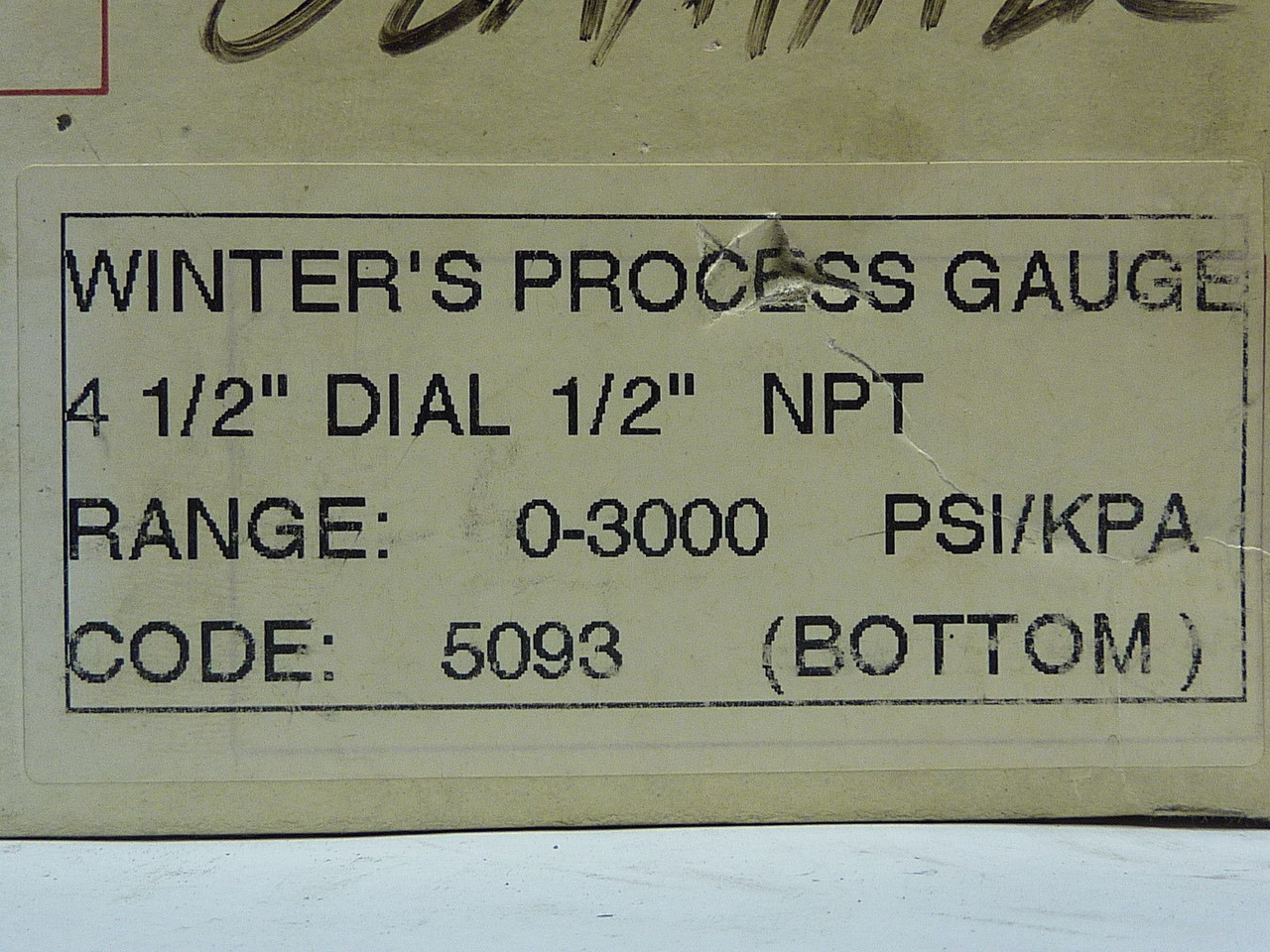 Winters 5093 PPC Process Gauge 0-3000 psi/kpa 4-1/2" Dial 1/2" NPT USED