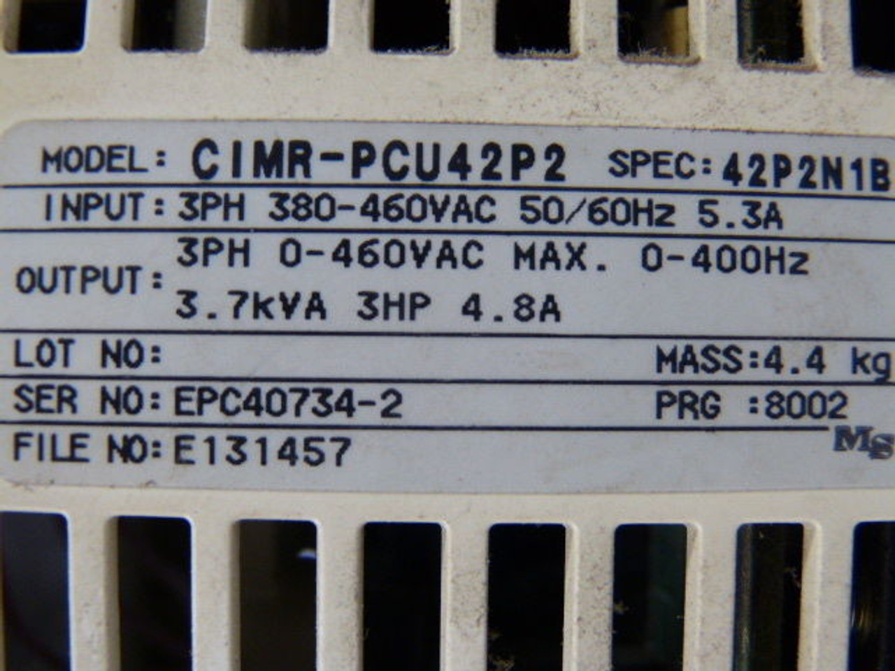 Safetronics CIMR-PCU42P2 Frequency Drive 3HP 460V USED