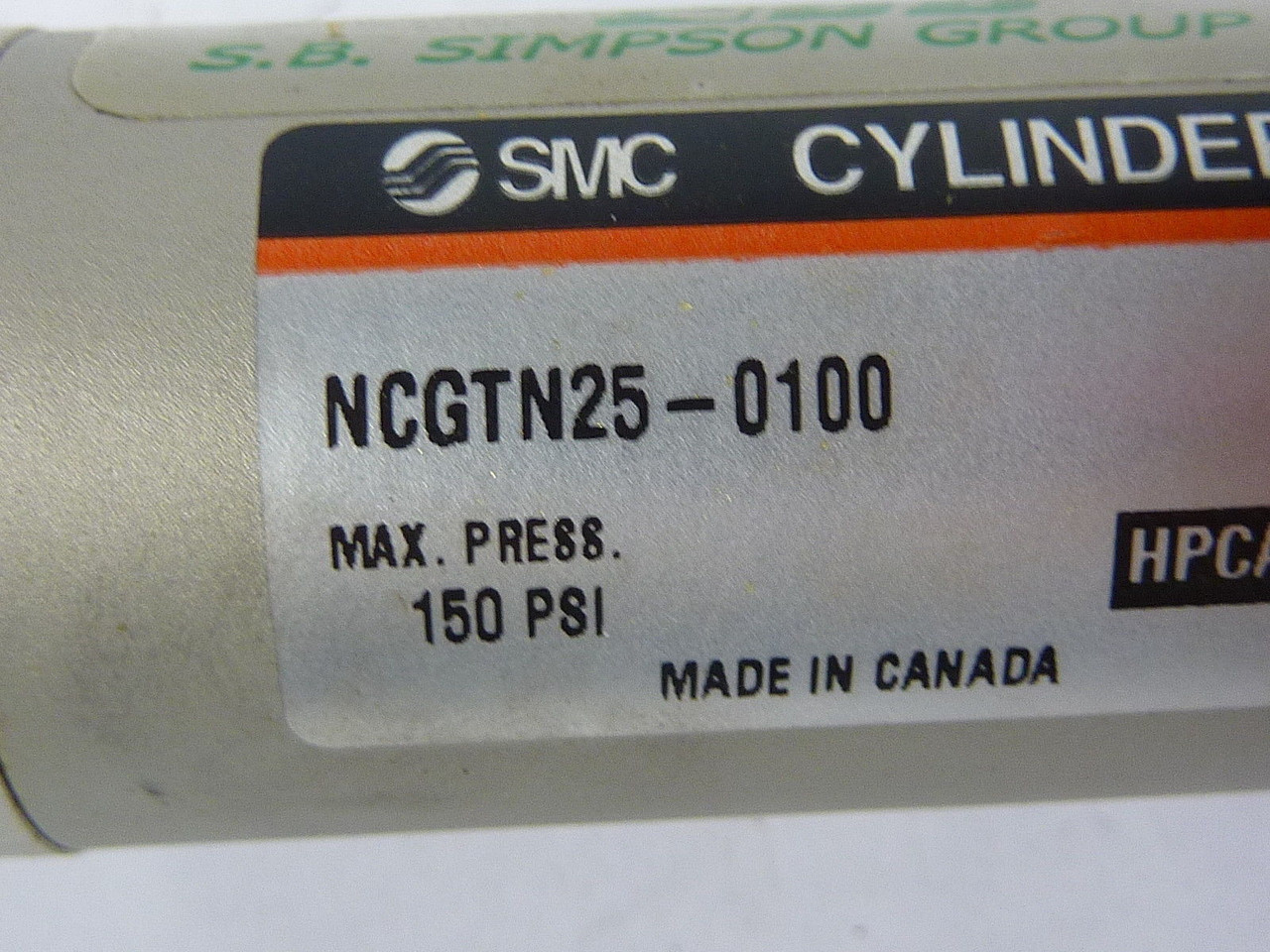 SMC NCGTN25-0100 Air Cylinder 150PSI USED