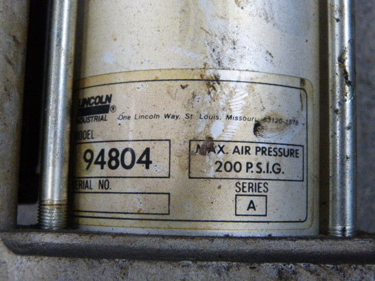 Lincoln 94804 84995 PowerMaster III Air Motor Pump 4-1/4" 200PSIG ! AS IS !