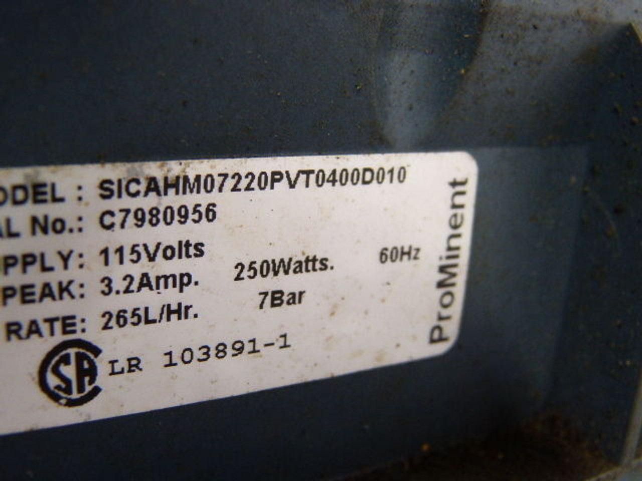 ProMinent Fluid Controls SICAHM07220PVT0400D010 Metering Pump ! AS IS !