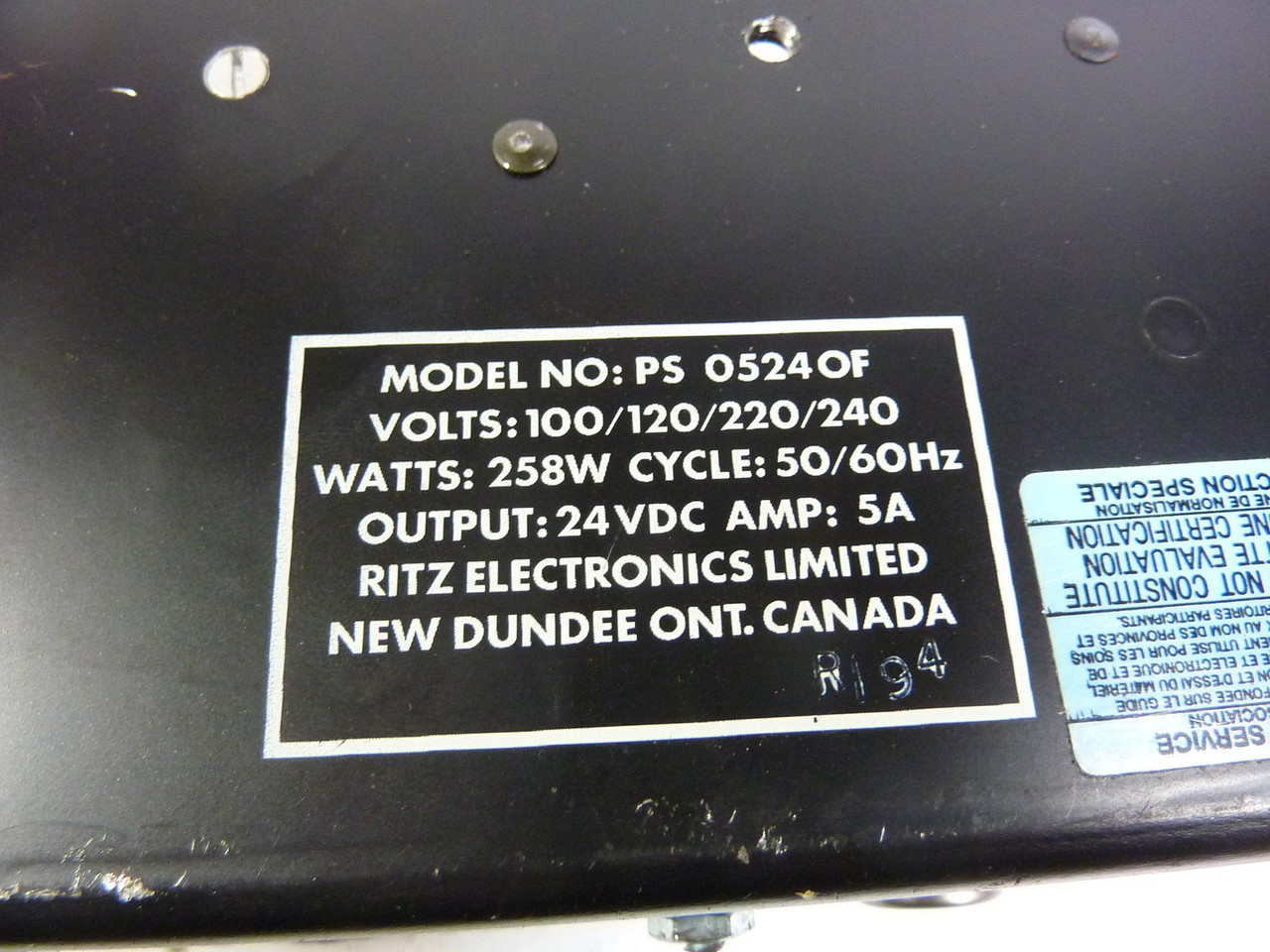 Ritz PS-0524OF Power Supply 100-240V USED