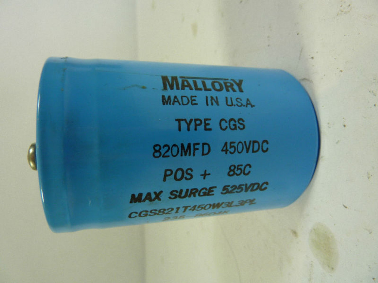 Mallory CGS821T450W3L3PL Capacitor 525VDC USED