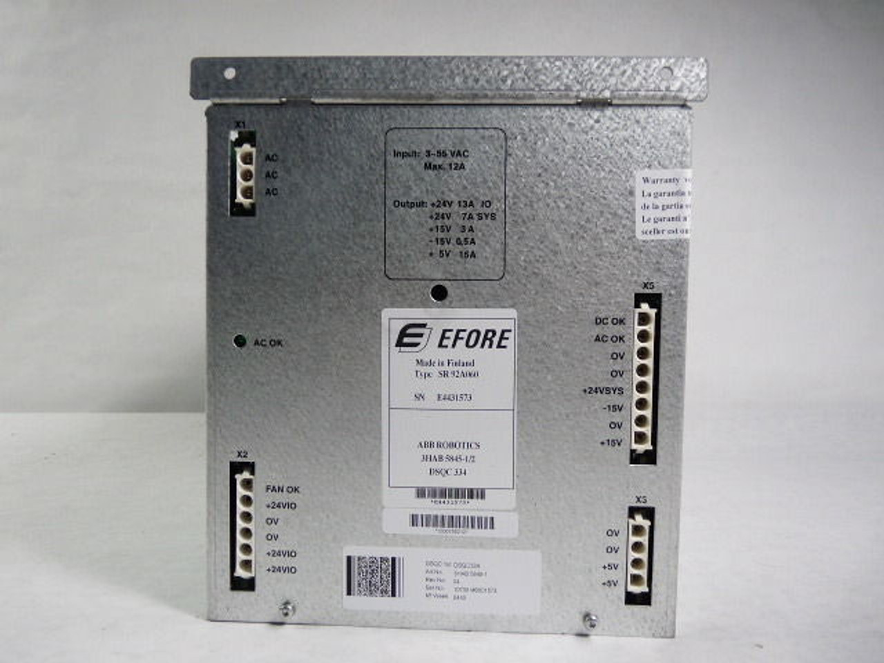 ABB Efore SR92A060 3HAB5845-1/2 Power Supply Unit 3-55 VAC 12A ! NEW !