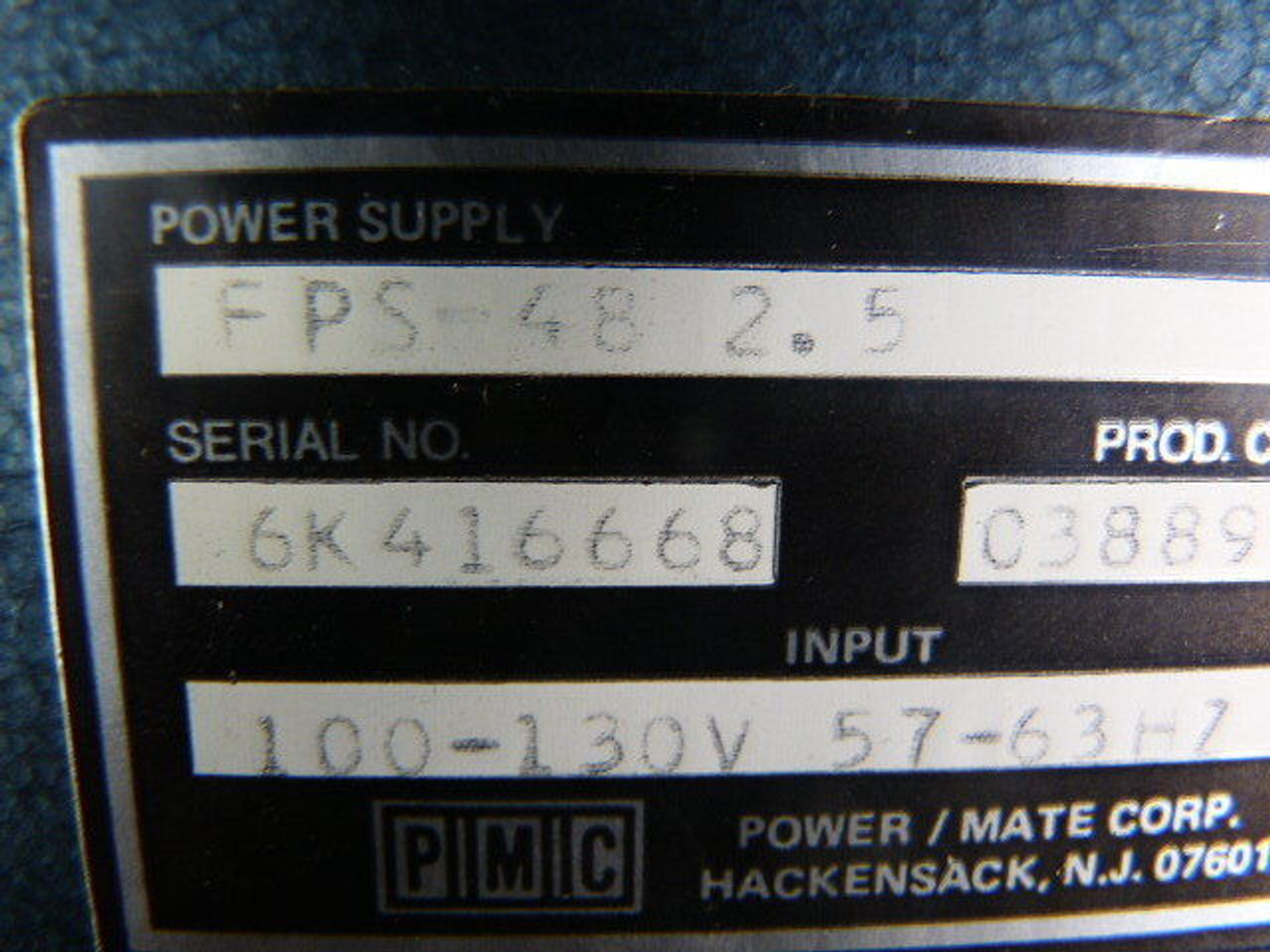 PMC FPS-48-2.5 Regulated Power Supply 57-63Hz 100-130V USED