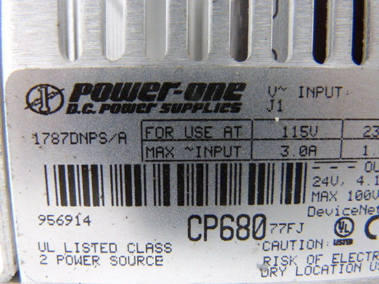PowerOne CP680-1787DNPS DeviceNet Class II Power Supply 4.1A 24VDC USED