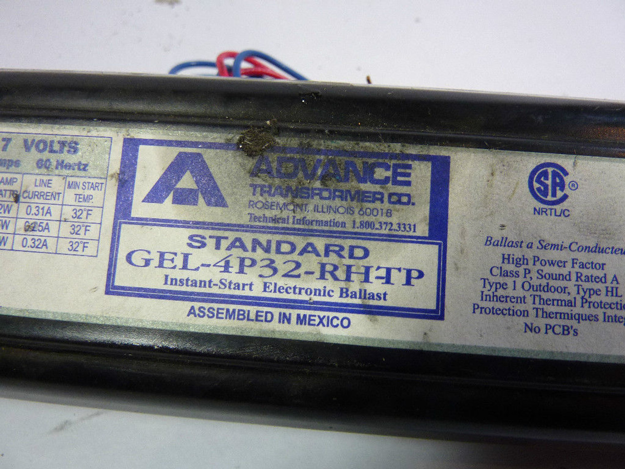 Advance GEL-4P32-RHTP Ballast 347V USED