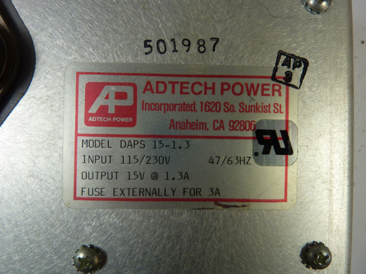 Adtech Power DAPS15-1.3 Power Supply 115/230V USED