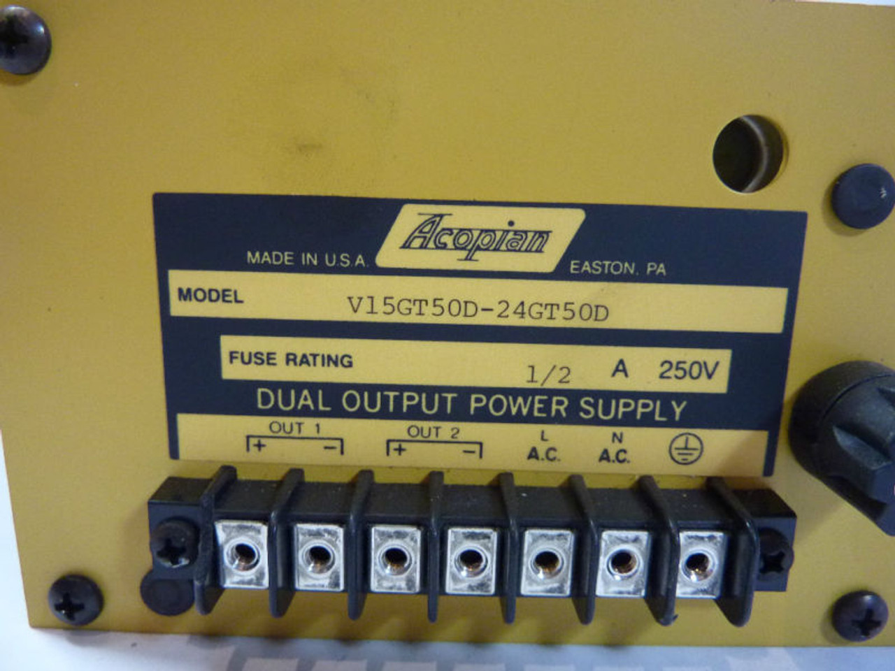 Acopian V15GT50D-24GT50D Power Supply 250V USED