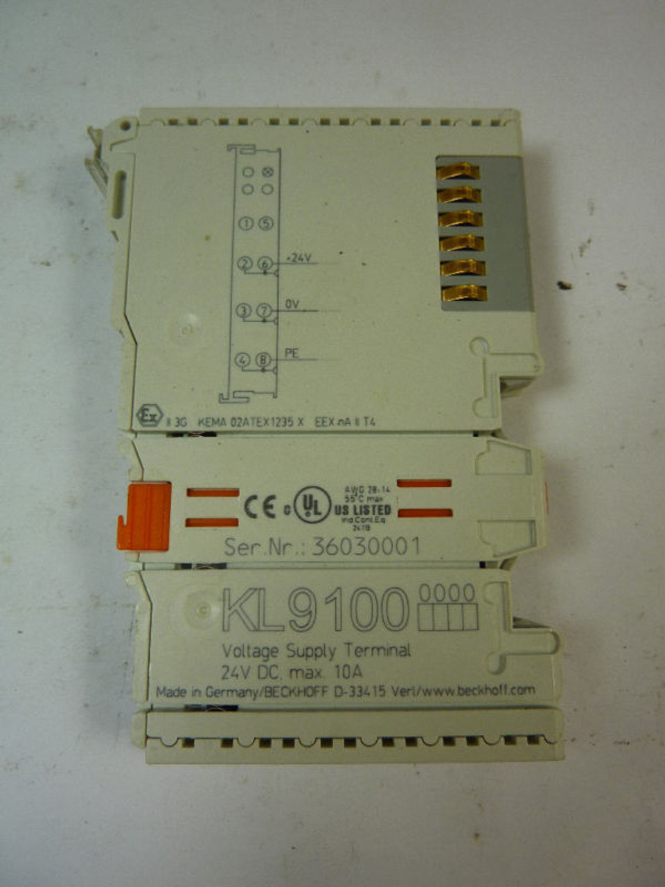 Beckhoff KL9100 Power Supply Terminal 24VDC USED