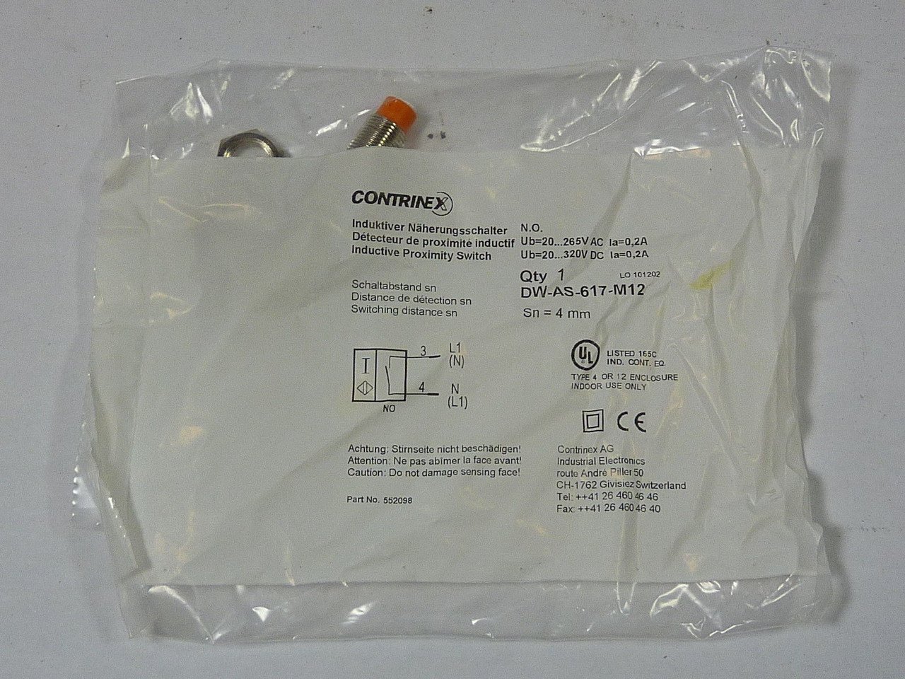 Contrinex DW-AS-617-M12 Inductive Proximity Switch ! NWB !