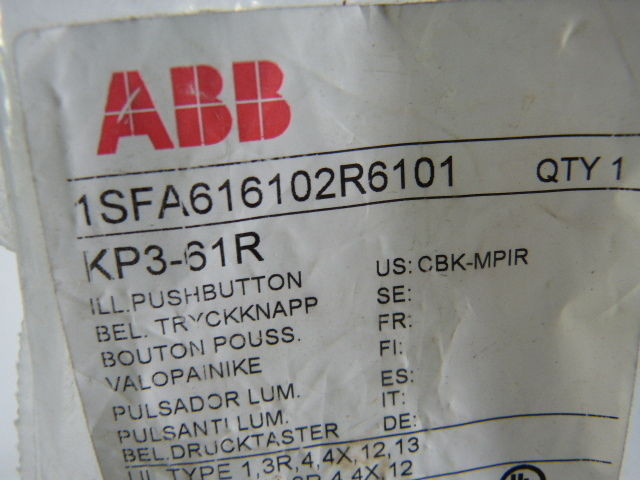 ABB 1SFA616102R6101 KP3-61R Illuminated Push Button - Red ! NEW !