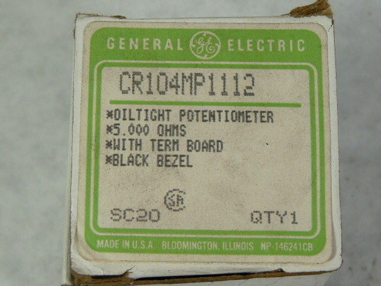 General Electric CR104MP1112 Oil Tight Potentiometer plus Term Board ! NEW !