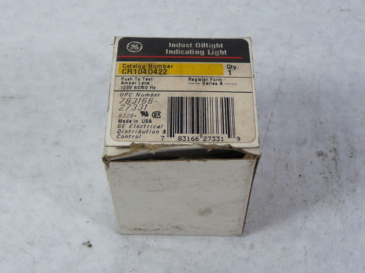 General Electric CR104D422 Oil Tight Indicating Light Amber Series A ! NEW !