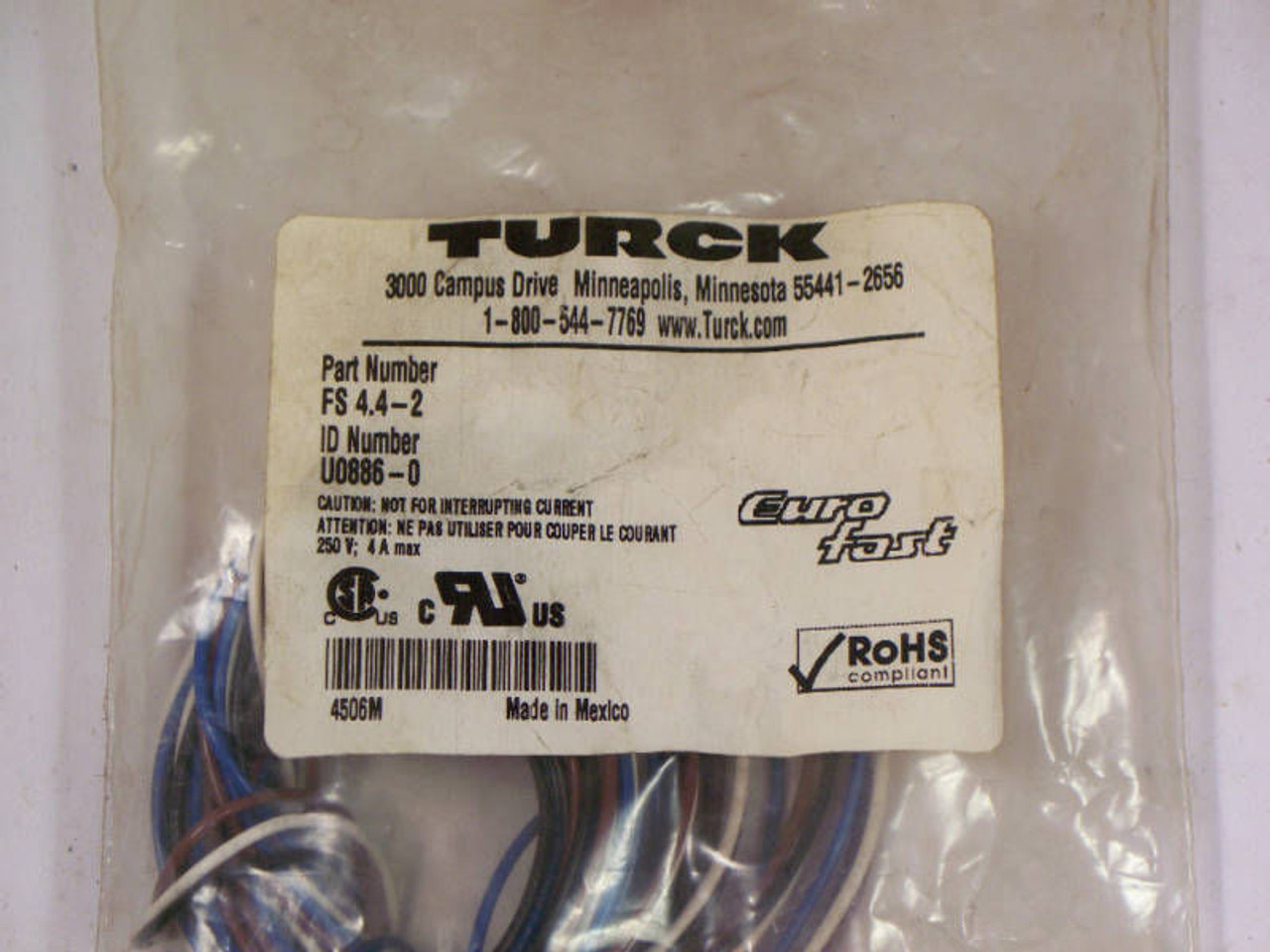 TURCK FS 4.4-2 | FS4.42 4P Male Receptacle ! NEW !