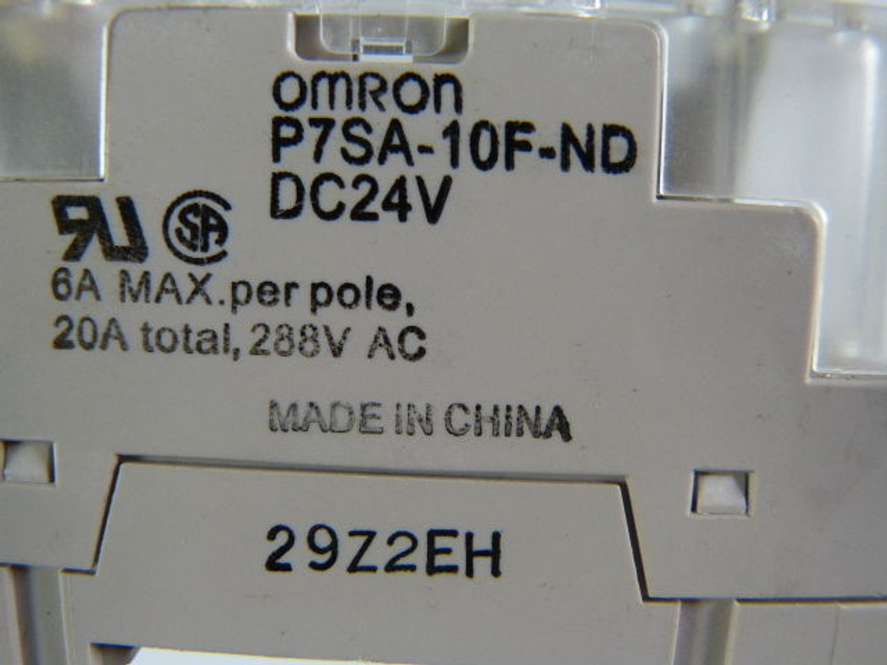 Omron P7SA-10F-ND-DC24 Din Mount Relay Socket 6A 24VDC USED