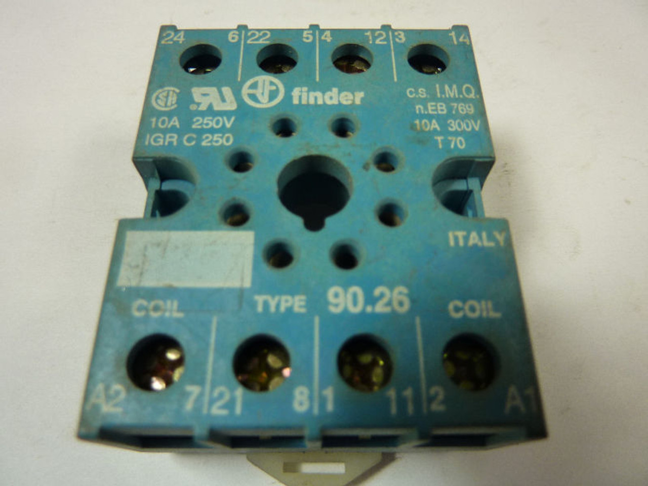 Finder 90.26 Relay Socket 10 Amp 250V 8-Pin Cosmetic Wear USED