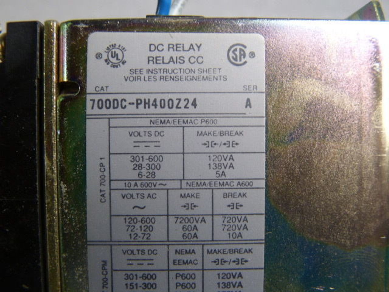 Allen-Bradley 700DC-PH400Z24 700-P Nema Control Relay 4NO 35A 24VDC USED