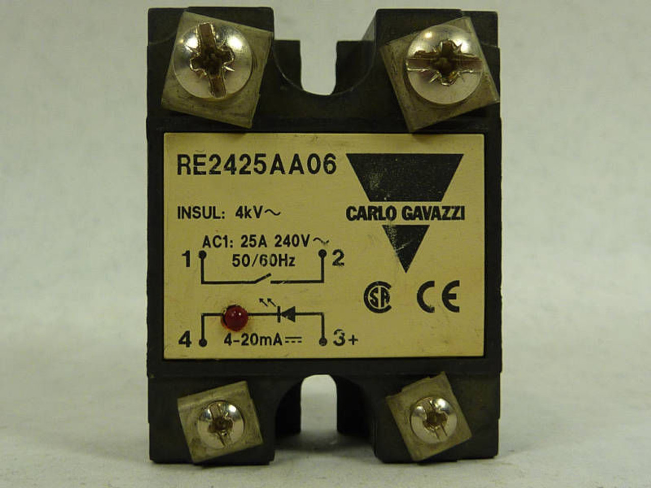 Carlo Gavazzi Solid State Relay 25A 4-20mA RE2425AA06 USED