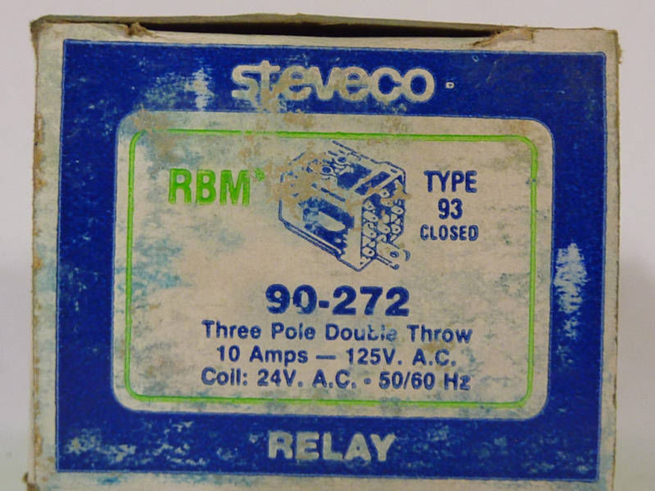 Steveco Relay 3 Pole 10A 125VAC 24V Coil 93 90-272 USED