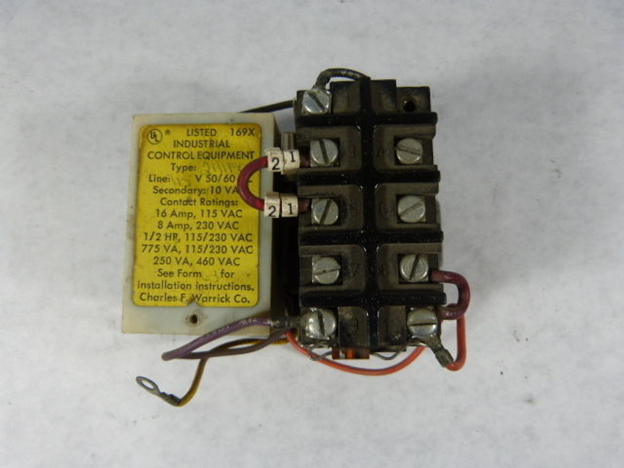 Charles Warrick 2111FO Control Relay USED