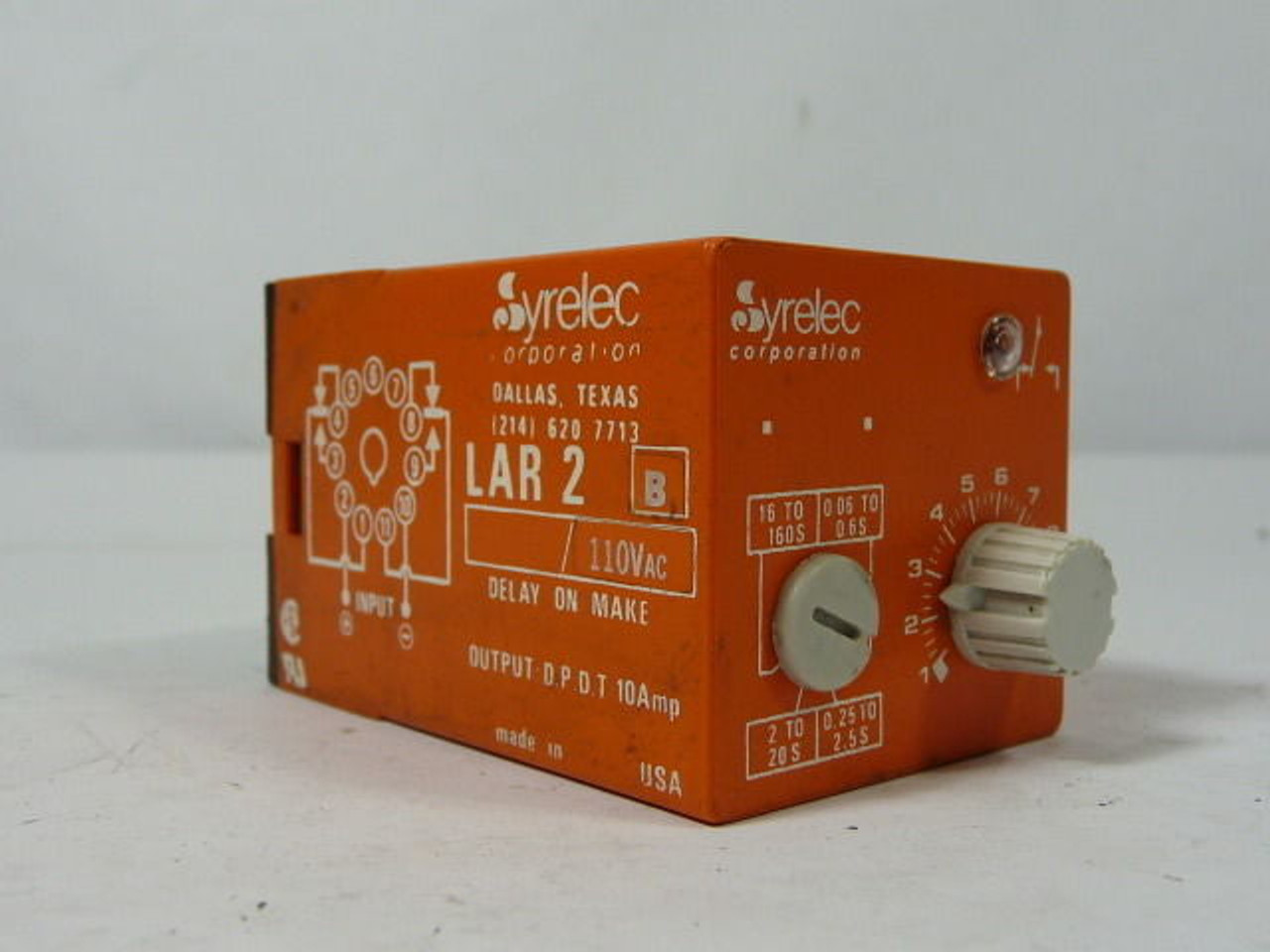 Crouzet LAR2-B Timing Relay 160s On Delay 110VAC 10A USED