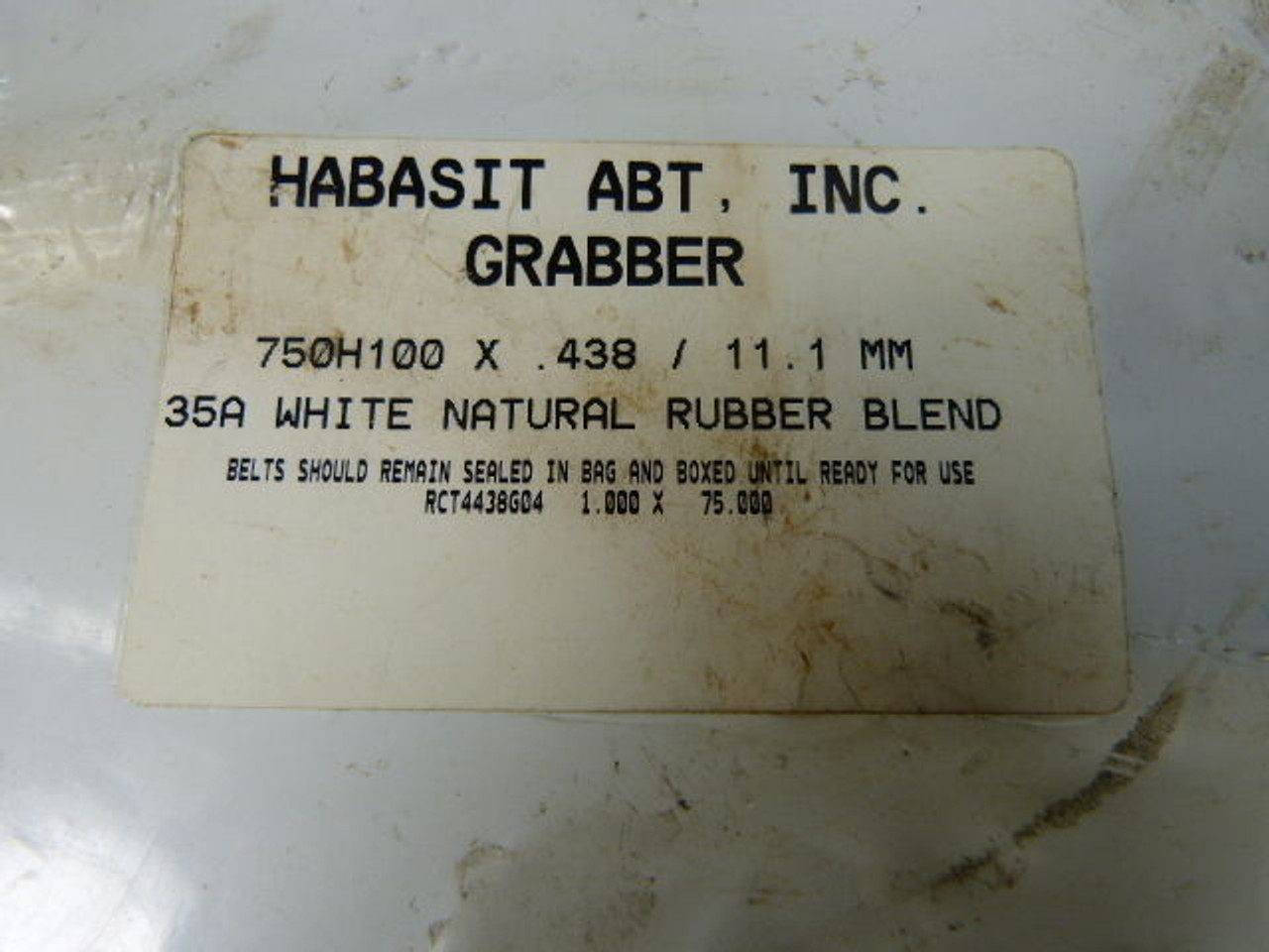 Habasit 750H100X.438/11.1mm 35A White Natural Rubber Blend Belt ! NWB !