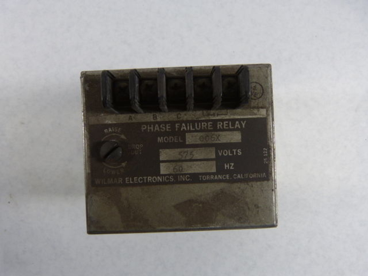 Wilmar 1006X Phase Failure Relay 60HZ 575V USED