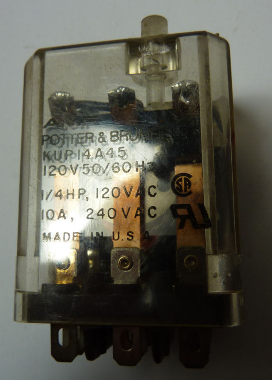 Potter & Brumfield AMF KUP14A45 Relay 10 Amp USED