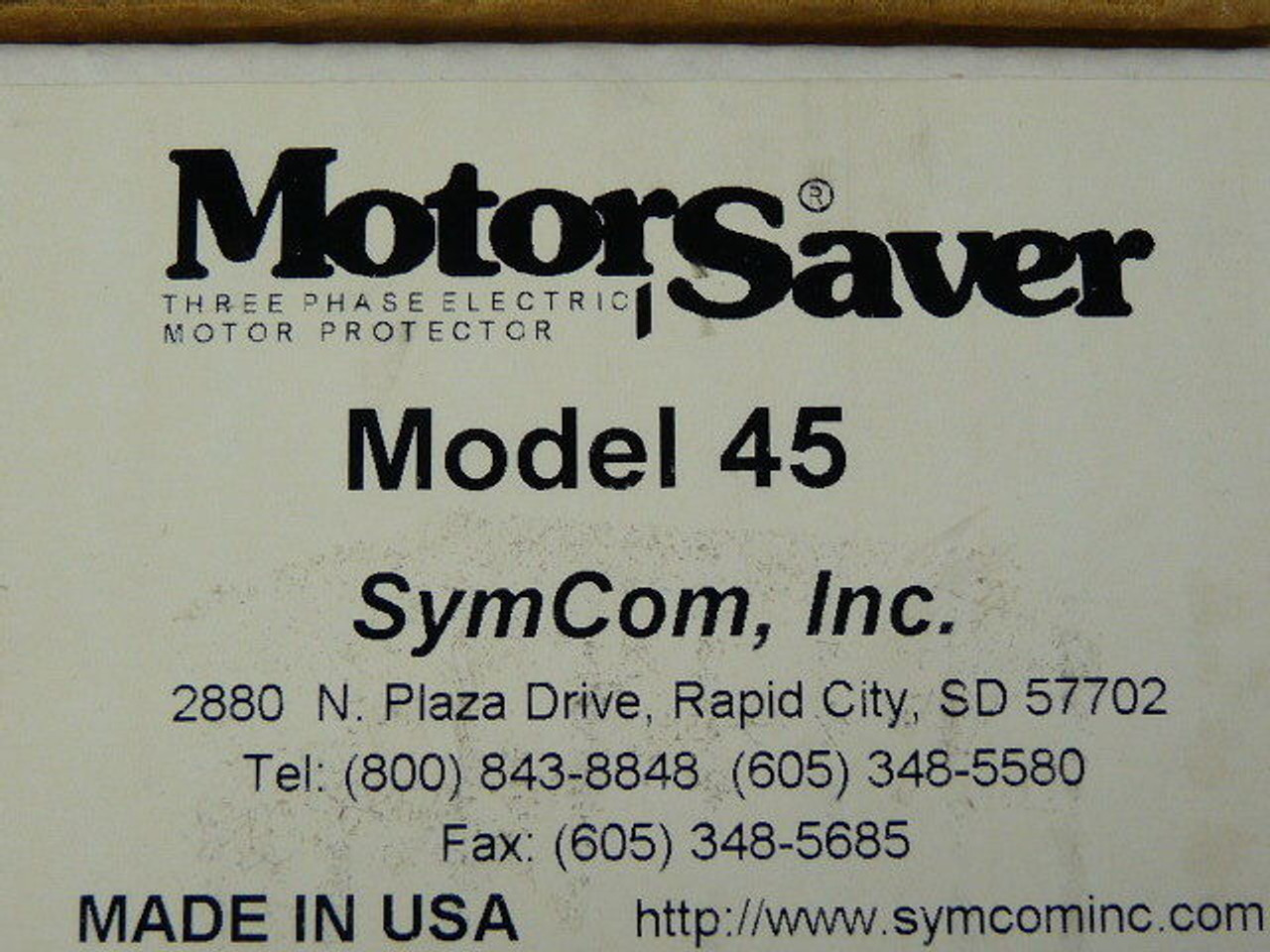 SymCom Model 45 Motor Saver Single Phase Plug-In Voltage Monitor ! NEW !