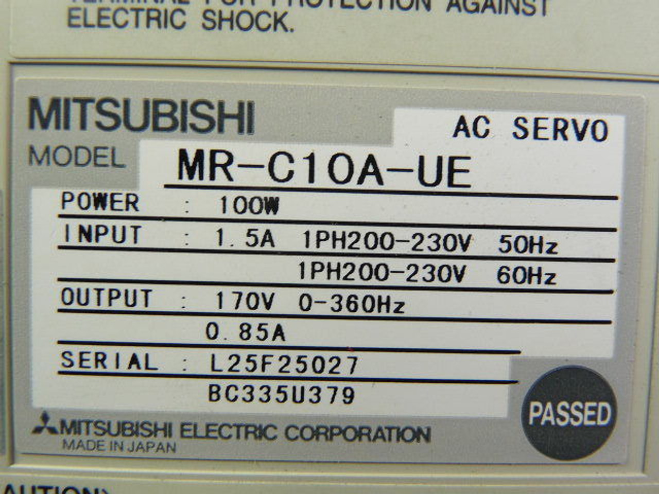 Mitsubishi MR-C10A-UE MelServo-C AC Servo Drive 100W 200V USED