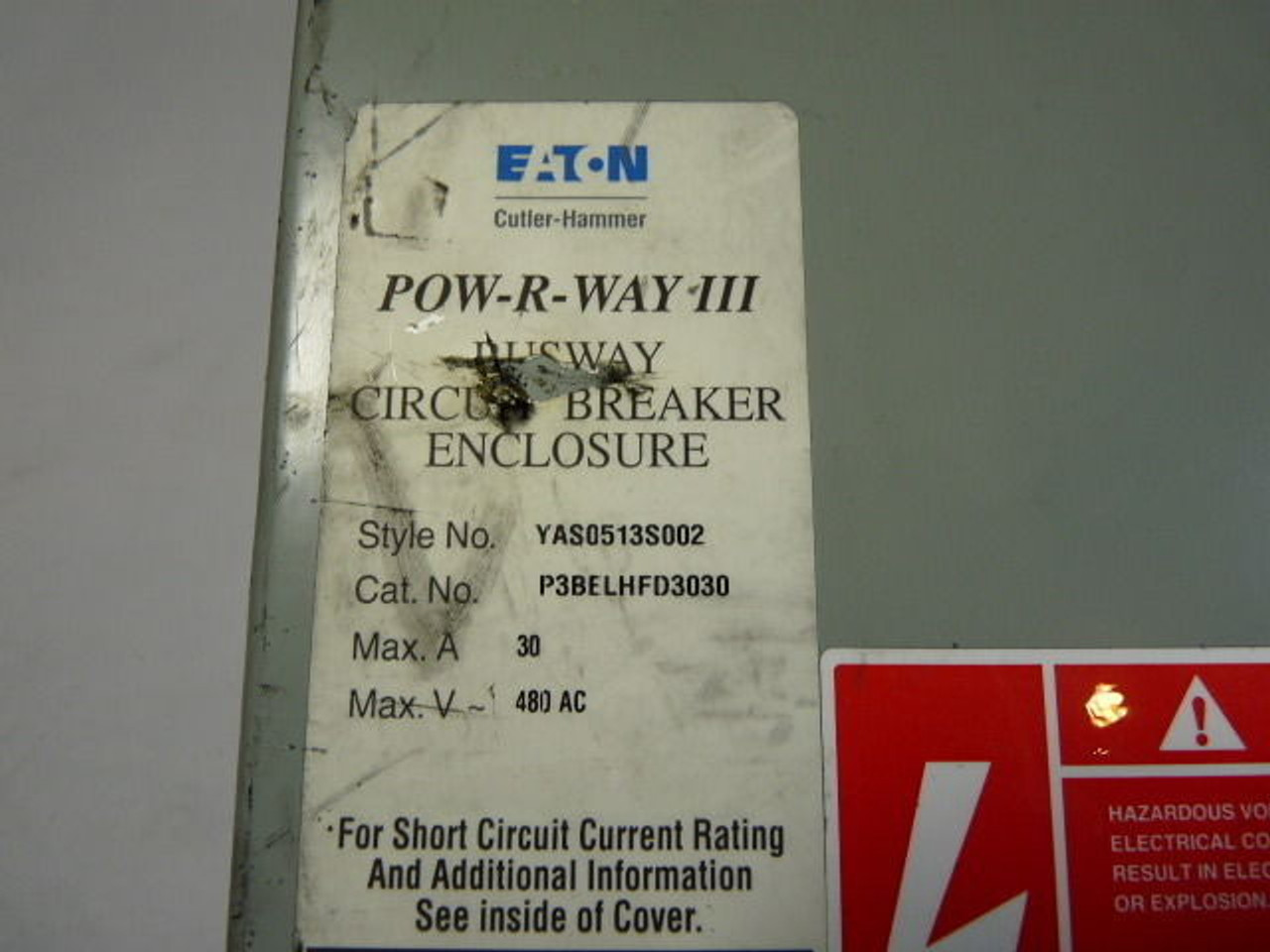 Eaton P3BELHFD3030 Fusible Busway Switch 480V USED