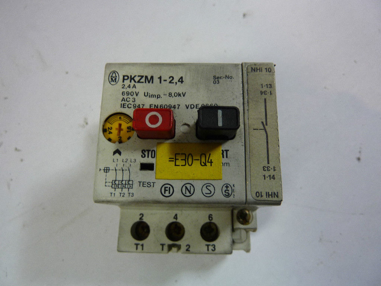 Moeller PKZM-1-2.4 Motor Protector 1.6-2.4 Amp USED